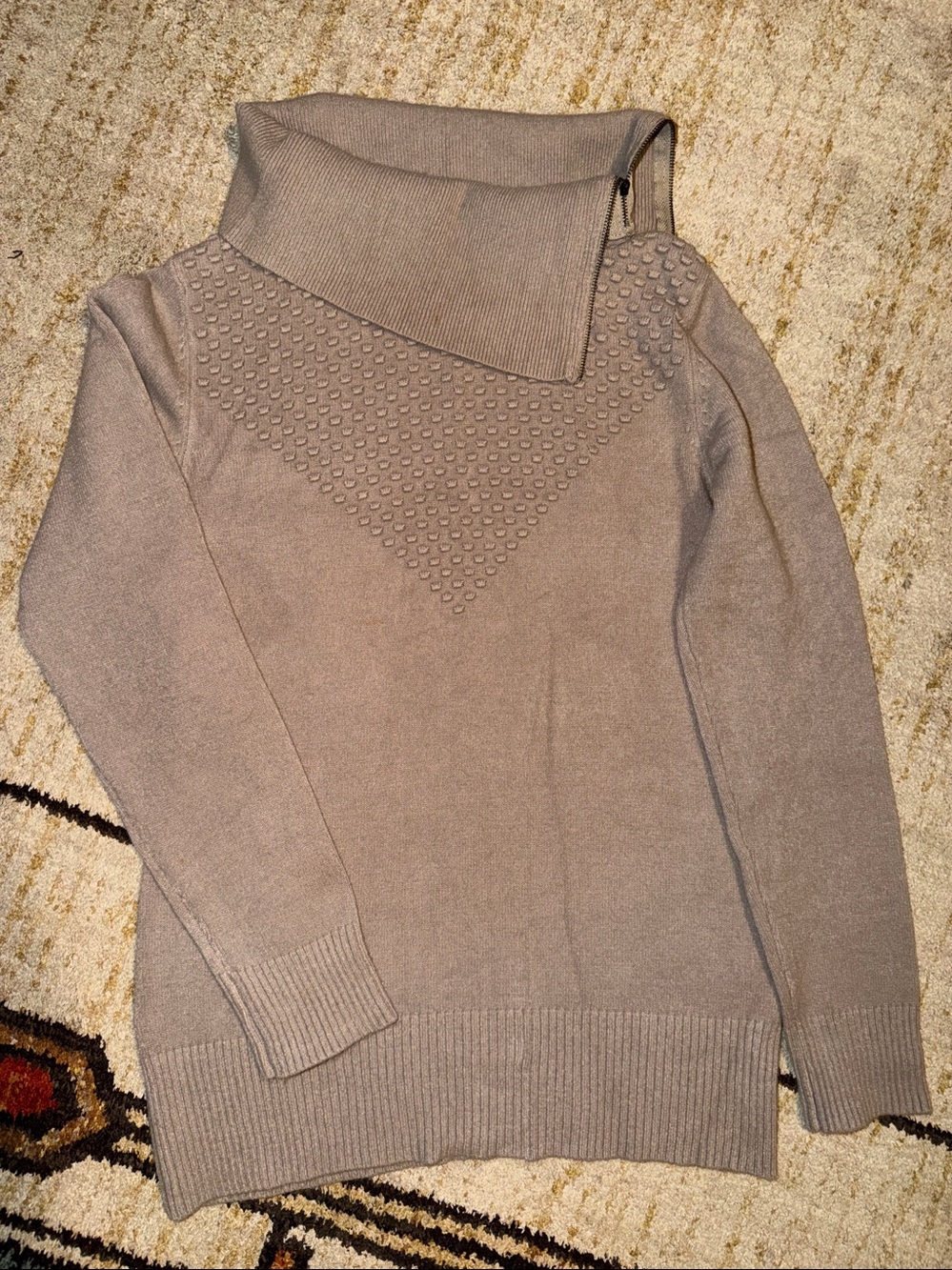 Metric Knits Textured Funnel Neck with Zipper Sweater